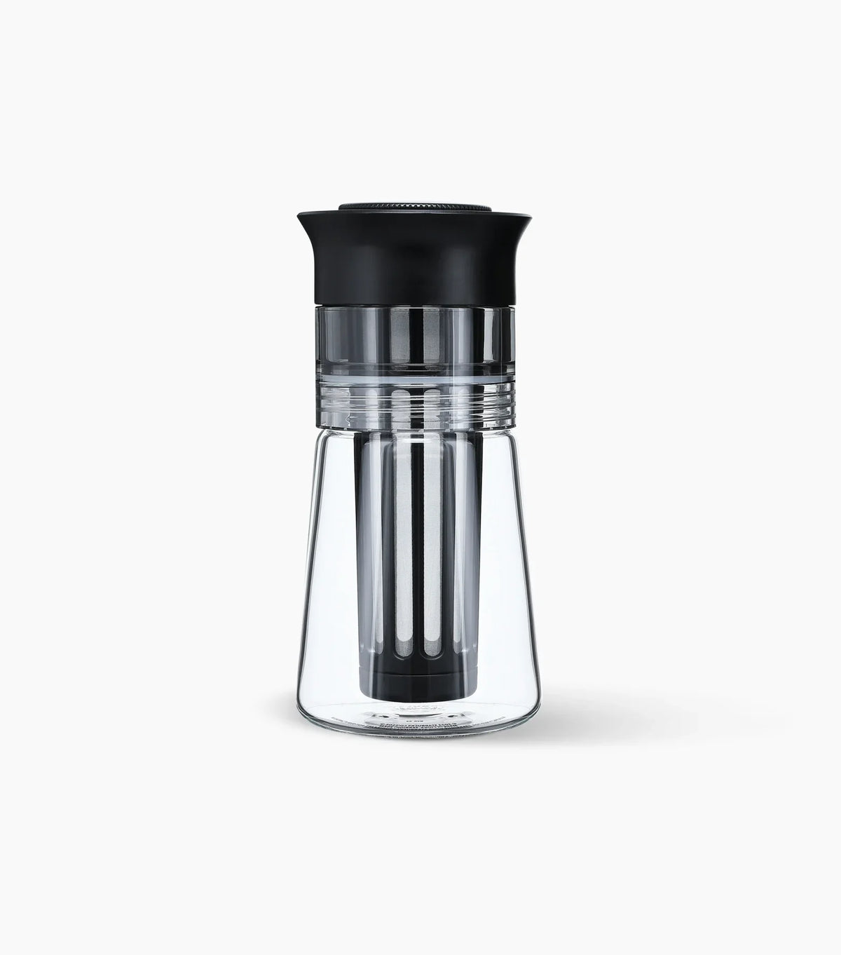 The back of a clear glass Starbucks Cold Brew Coffee Maker against a white background.
