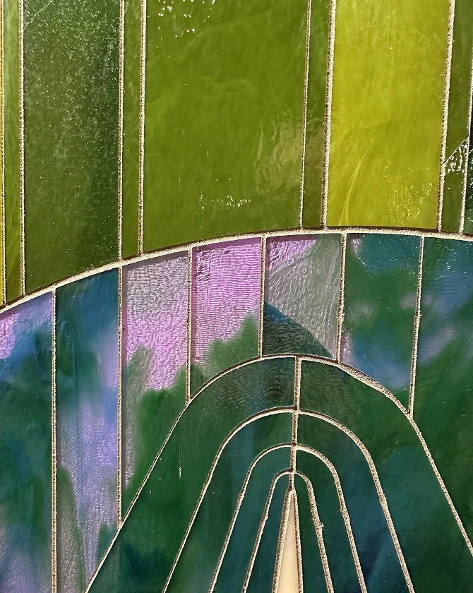 Close-up of mosaic tile details from Becca Fuhrman's art piece.