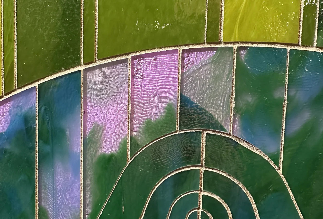 Close-up of mosaic tile details from Becca Fuhrman's art piece.