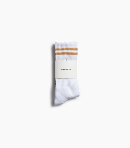 White sock with brown stripes on a white background