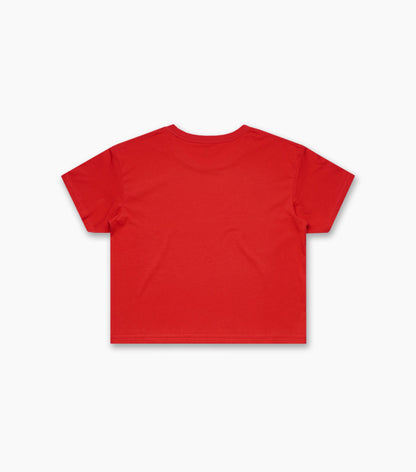 Red t-shirt on a light gray background