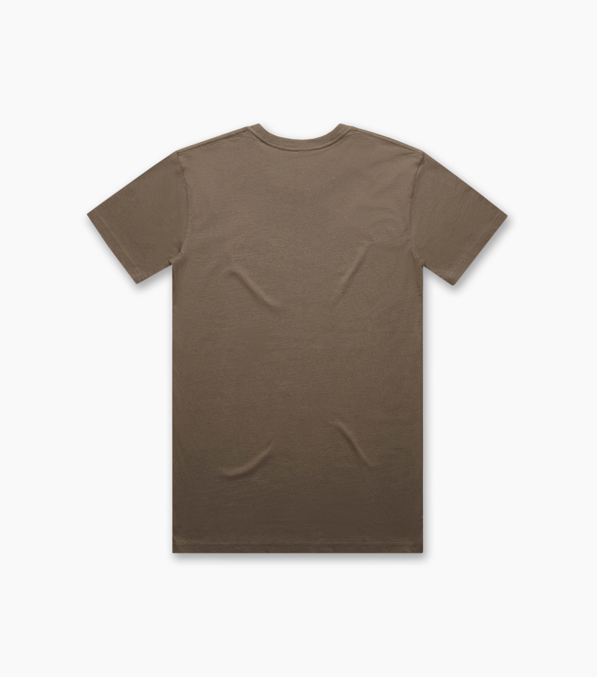 Back view of a walnut-brown unisex essential T-shirt with no graphics or embellishments.