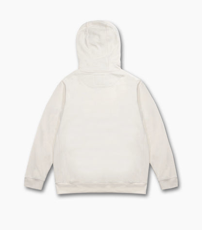 The back the natural beige Starbucks Carpe Coffee hoodie, against a white background.