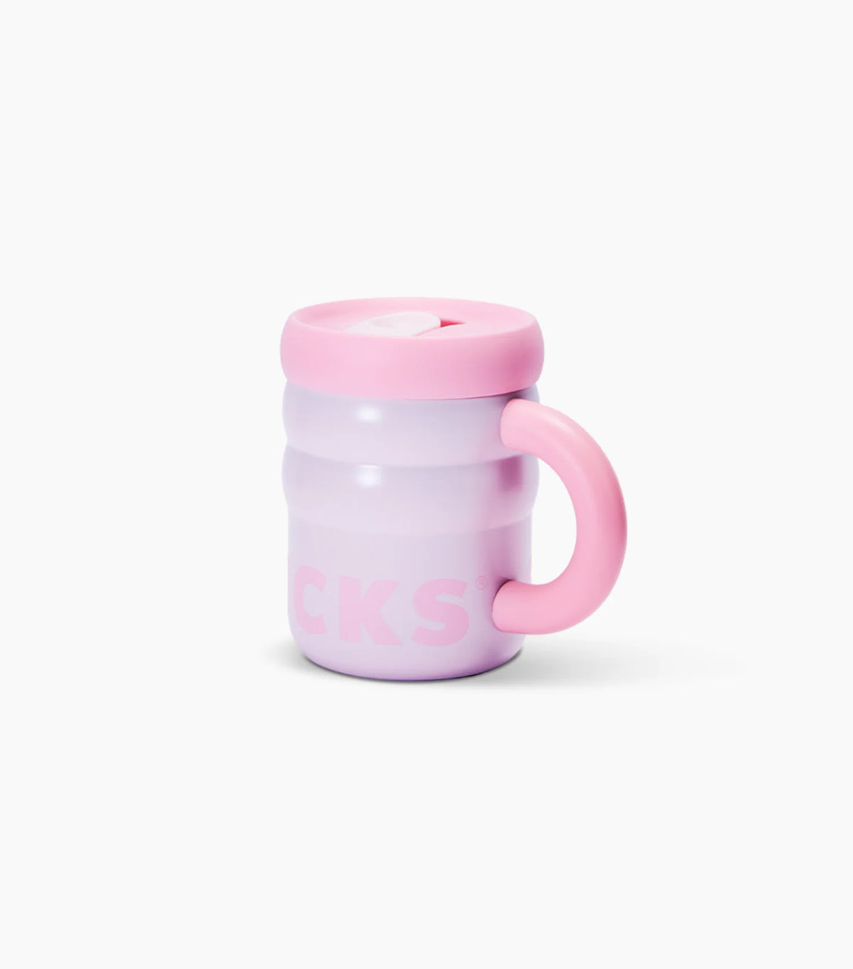 Pink Stainless Steel Ripple Mug on White Background