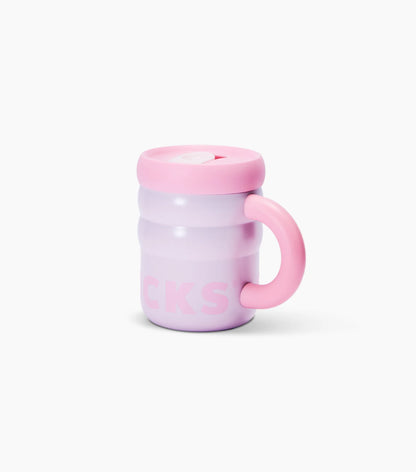 Pink Stainless Steel Ripple Mug on White Background