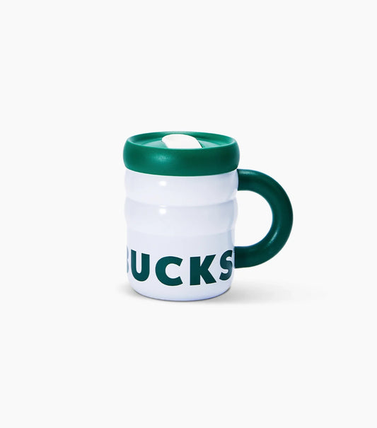 Green Stainless Steel Ripple Mug on White Background