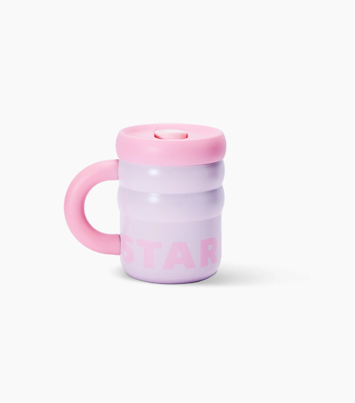 Pink Stainless Steel Ripple Mug on White Background