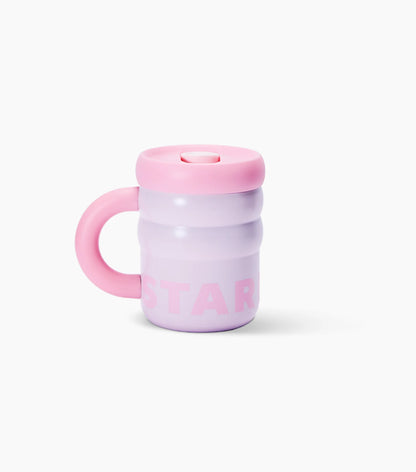 Pink Stainless Steel Ripple Mug on White Background