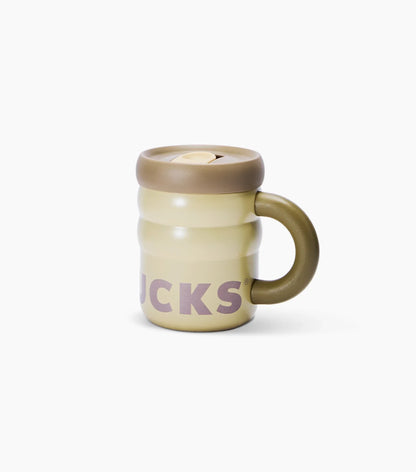 Latte Stainless Steel Ripple Mug on White Background