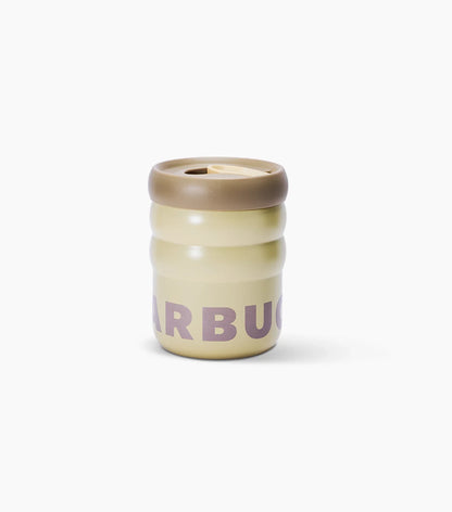 Latte Stainless Steel Ripple Mug on White Background