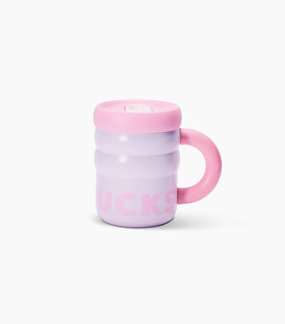 Pink Stainless Steel Ripple Mug on White Background