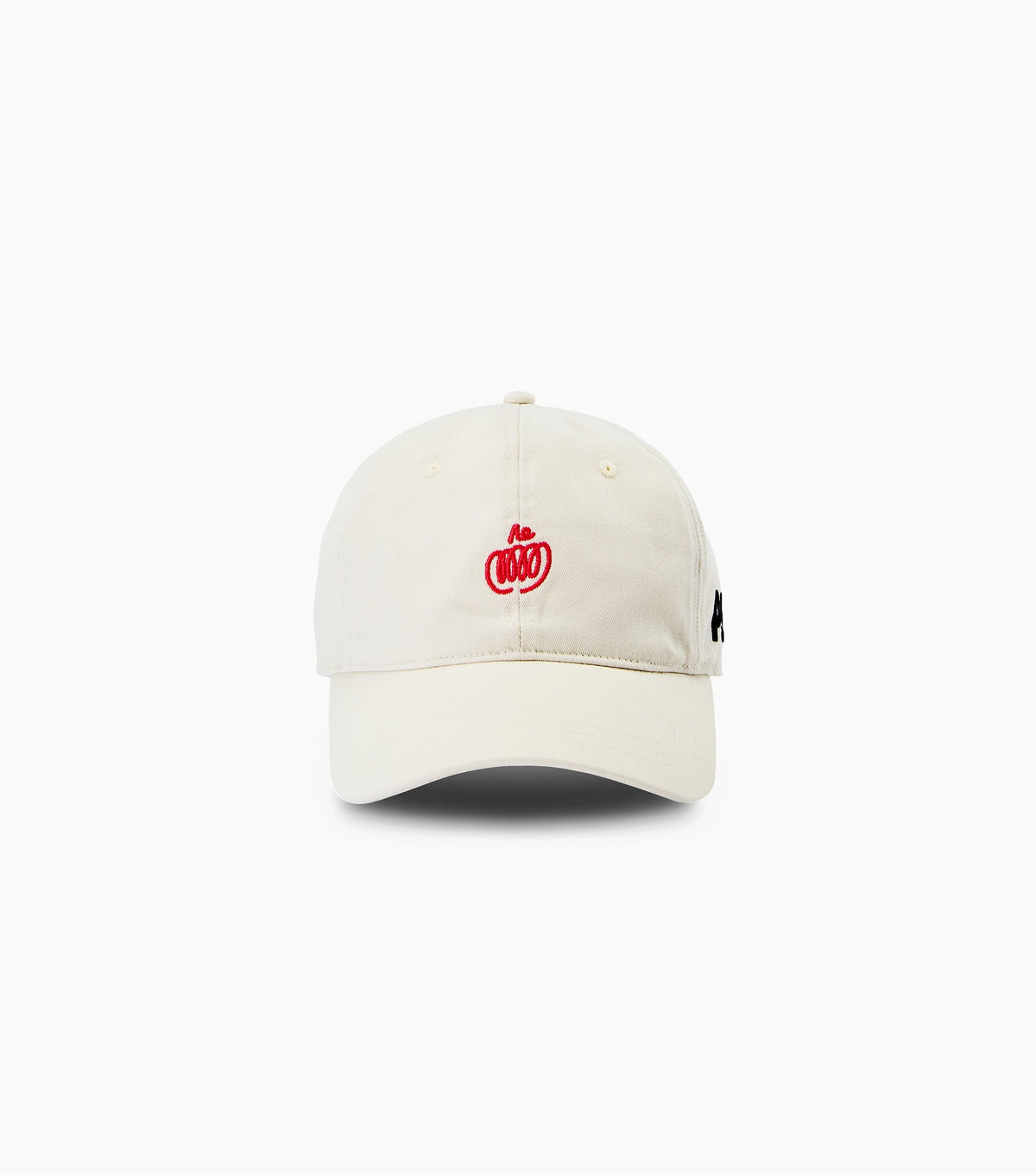 A natural colored cotton baseball cap featuring a red embroidered Pumpkin logo on the front and a small black tag on the side, set against a plain white background.