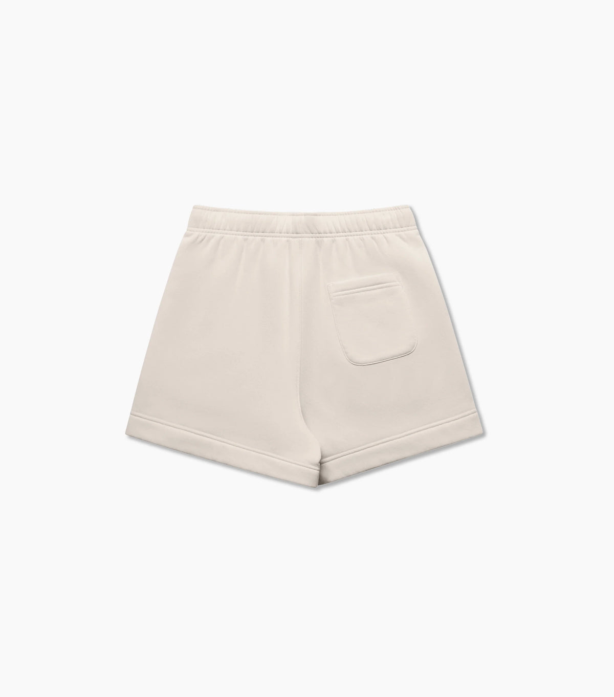 Beige shorts with back pocket on a white background