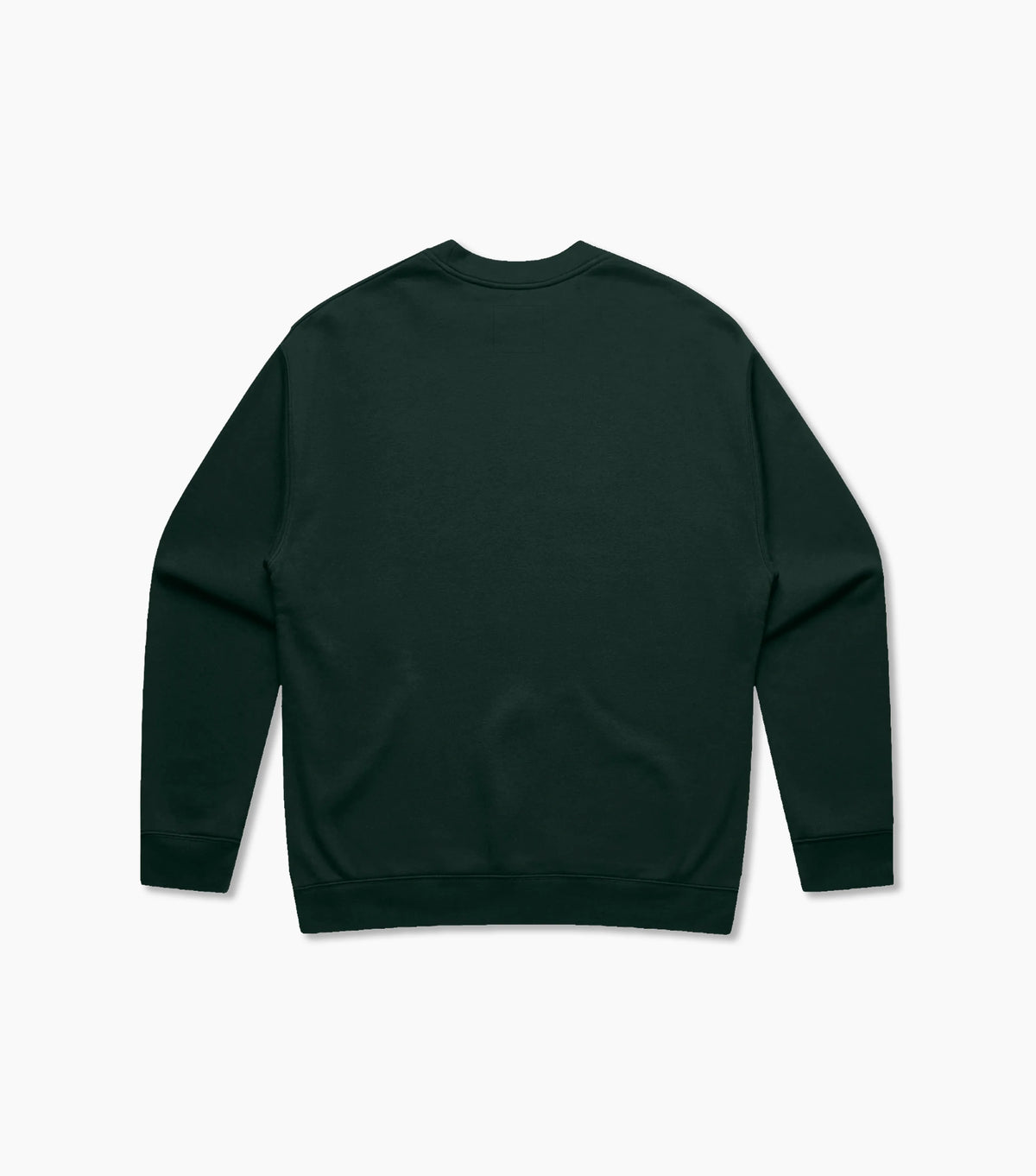 Dark green crew sweatshirt on a white background