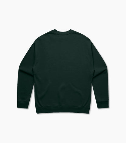 Dark green crew sweatshirt on a white background