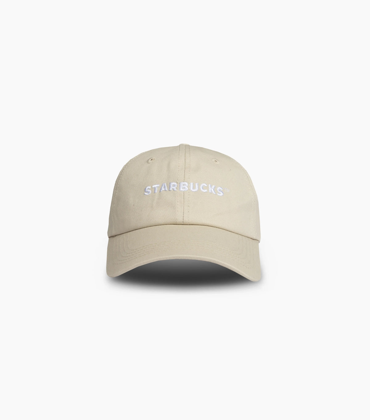 Starbucks Natural Dad Hat with tonal Starbucks text on white background