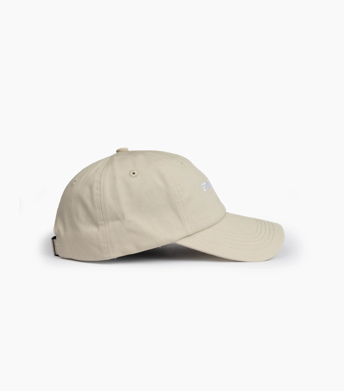 Side view of Starbucks Natural Dad Hat on white background