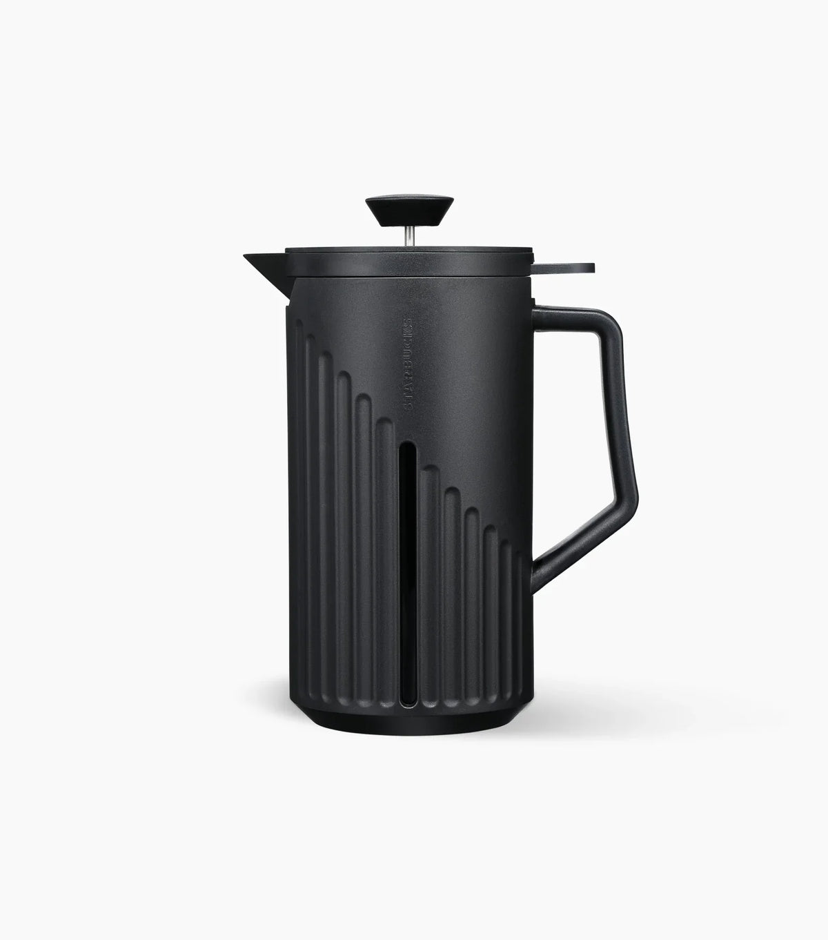 Starbucks Coffee Press in black (with handle to the right) against a white background.