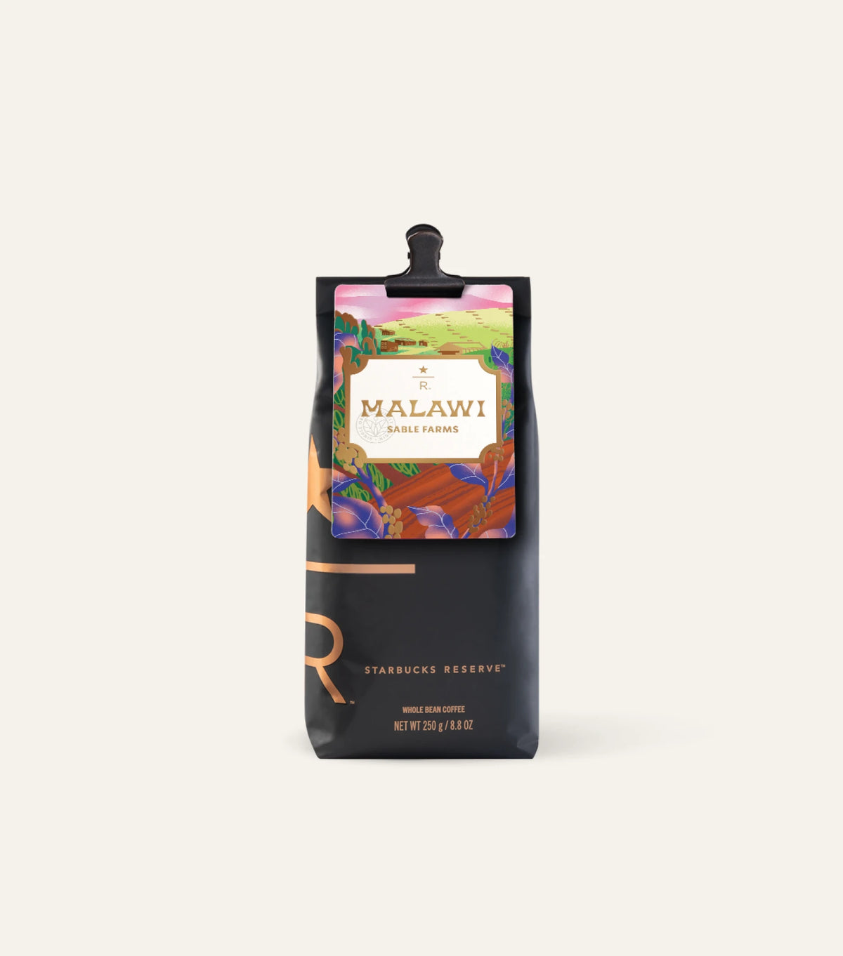 Starbucks Reserve Malawi coffee bag on a cream background