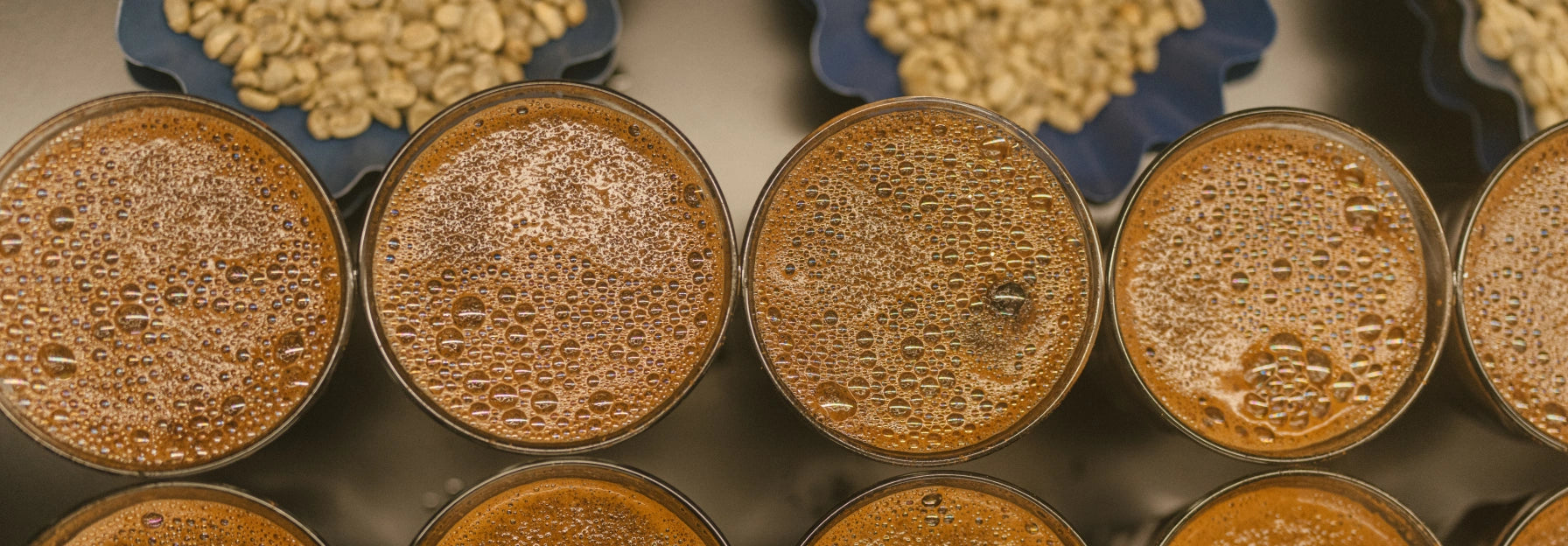 Close-up of coffee poured into glasses.